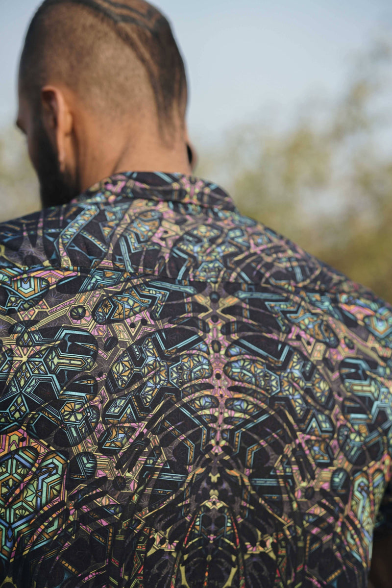 MIND FLARE | Men's Bamboo Shirts | Psychedelic Glitch Pattern Shirt