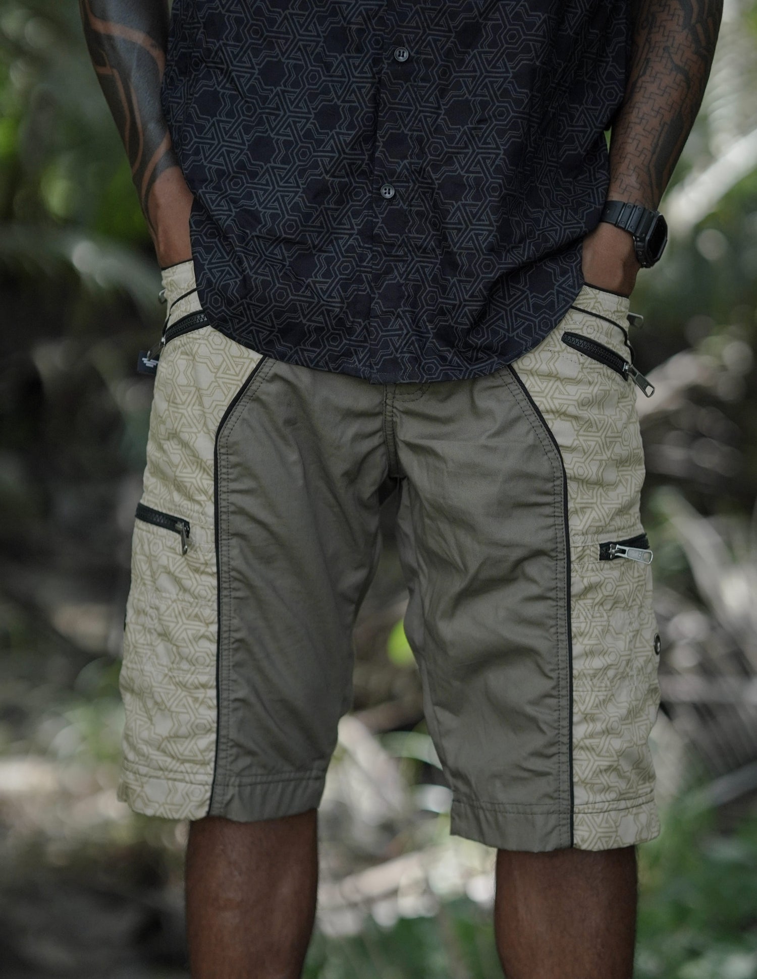 PYTHAGORAS | Men's Beige-Khaki NY Shorts | Multipocket Utility Cargo Shorts