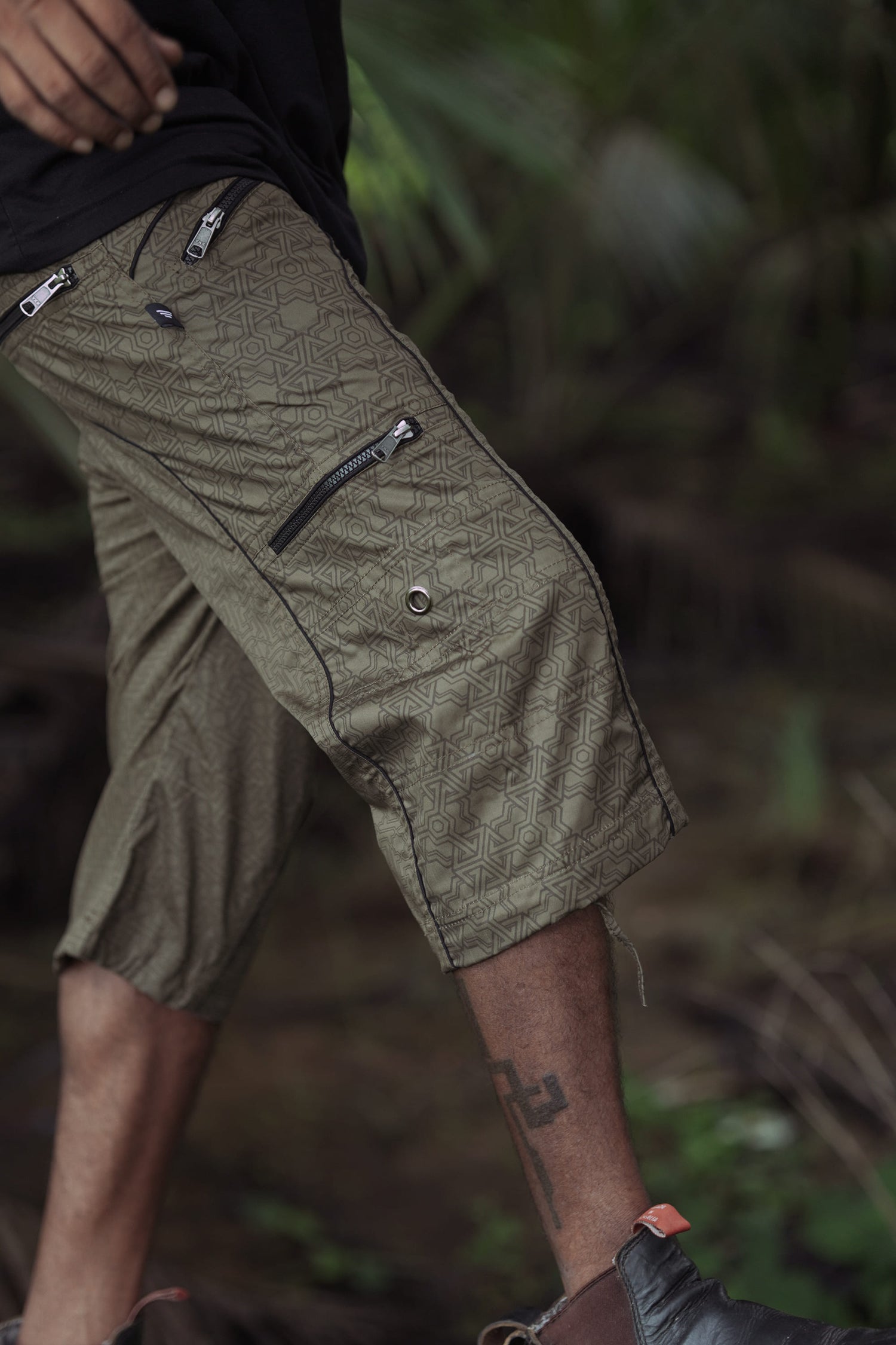PYTHAGORAS YANTRA | Men's NY Shorts | Printed Festival Cargo Shorts Khaki Color