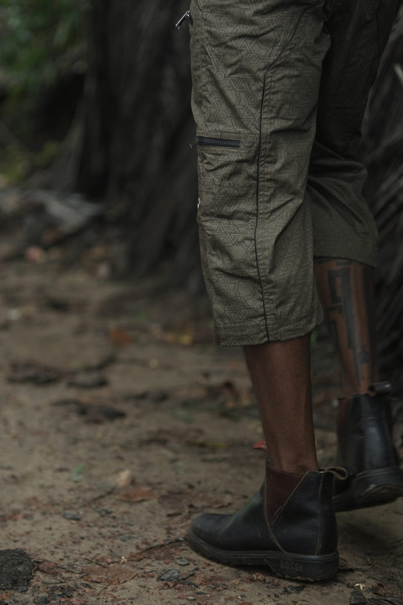 PYTHAGORAS YANTRA | Men's NY Shorts | Printed Festival Cargo Shorts Khaki Color