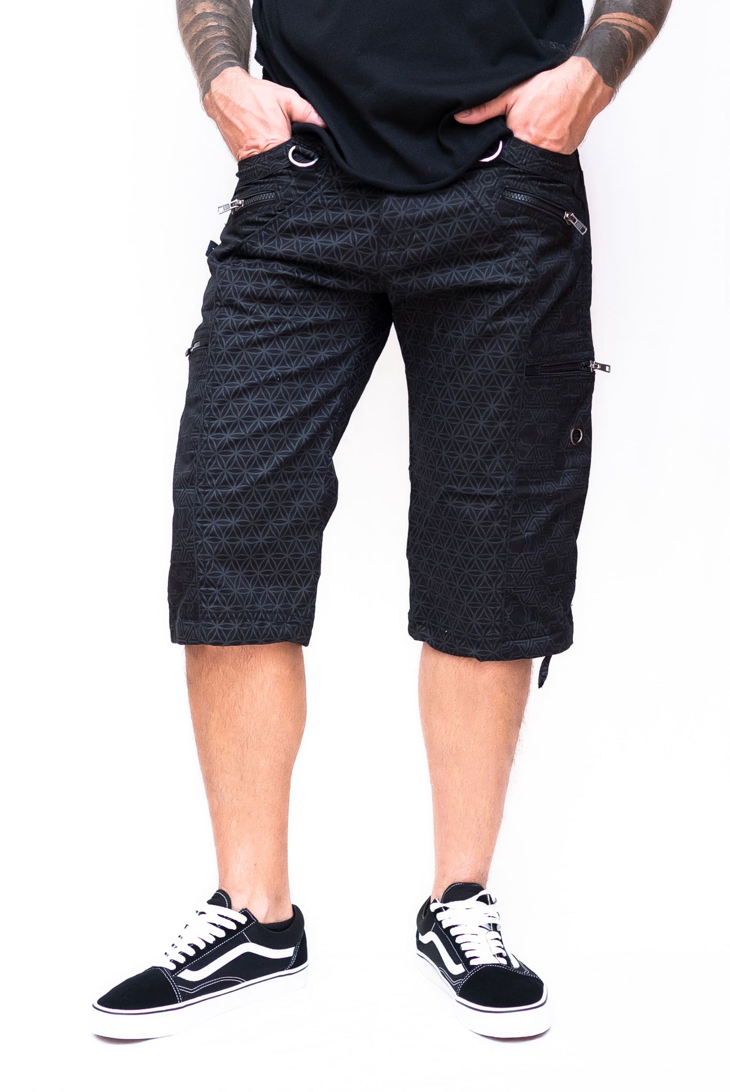 PYTHAGORUS FOL | Men's NY 3/4 Cargo Shorts | Post-Apocalyptic Steampunk Shorts