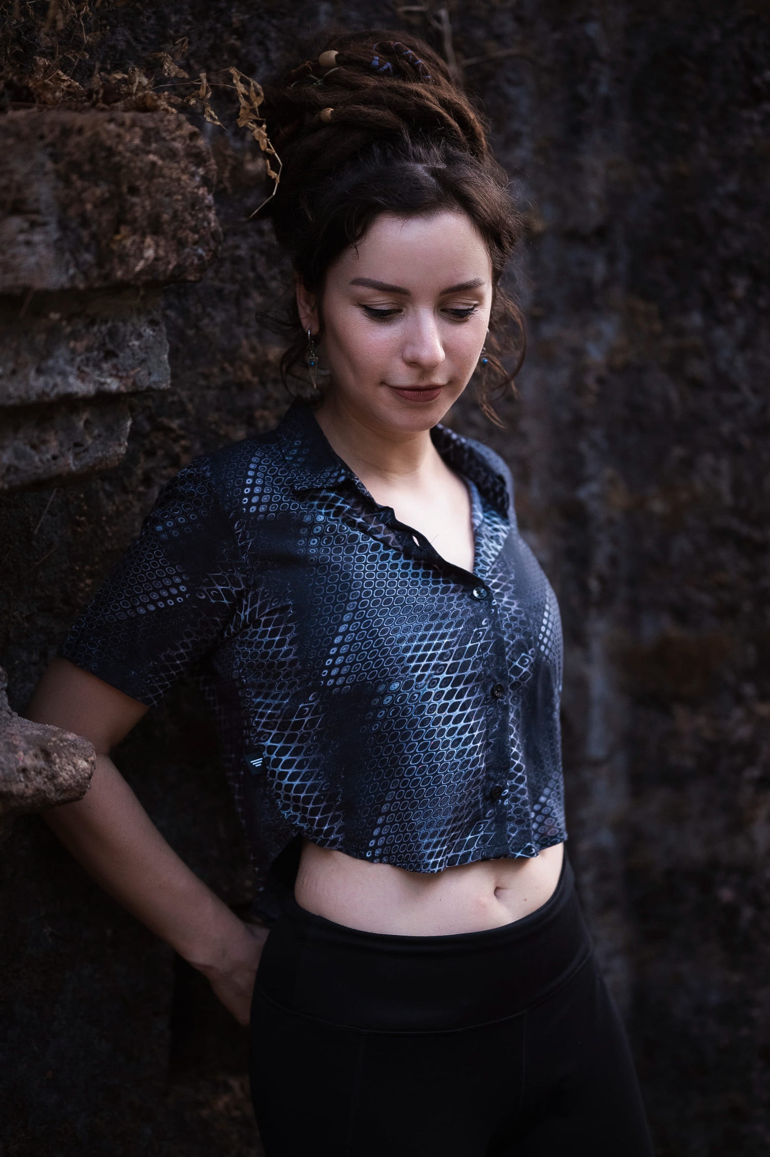PYTHON VORTEX | Bamboo Fabric Women's Crop Shirt | Pixie Partywear Crop Blouse
