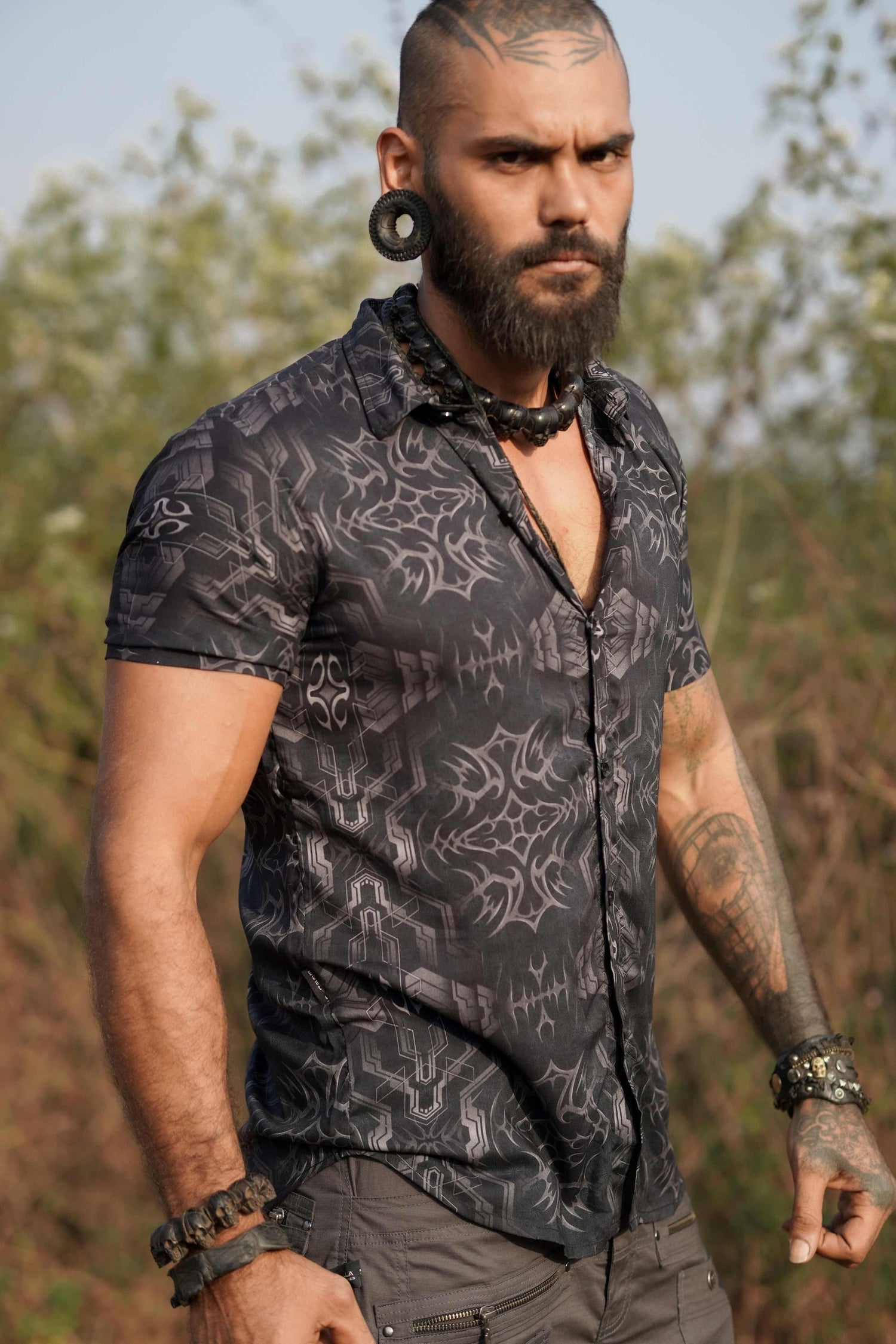 PIRATES OF CHAPORA| Men's Bamboo Shirts | Gothic Skull Print Shirt