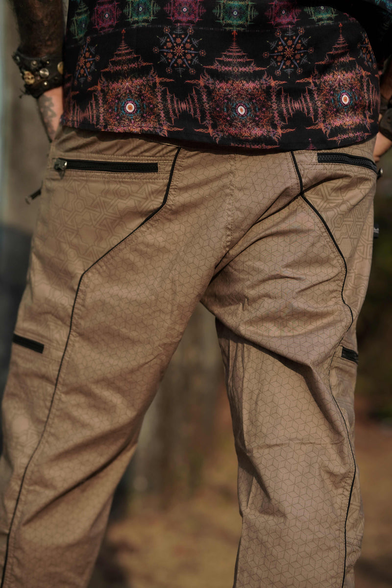 Pythagoras Abstract - Caramel Beige NY Men's Cargo Pants | Geometric Print Pants