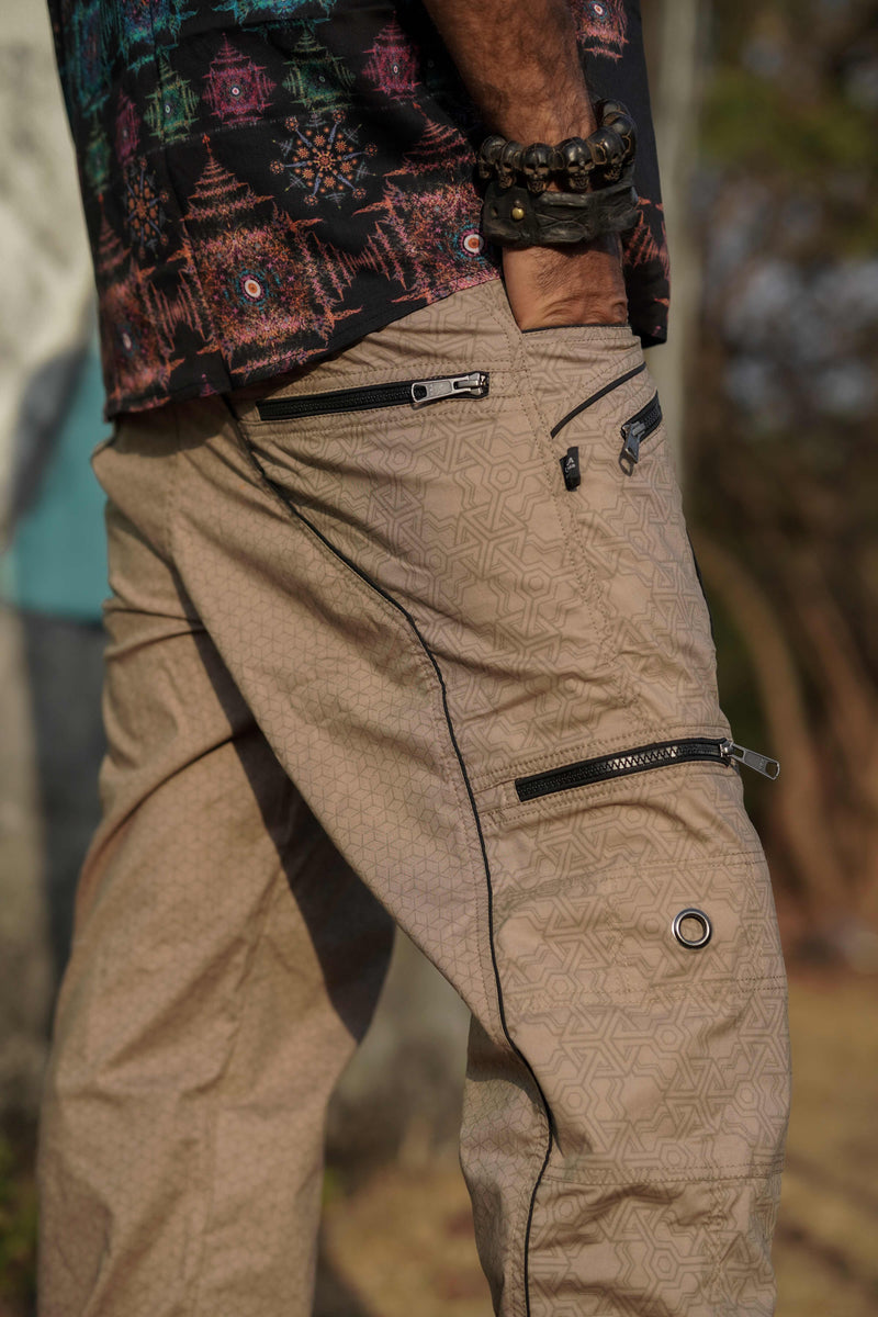 Pythagoras Abstract - Caramel Beige NY Men's Cargo Pants | Geometric Print Pants