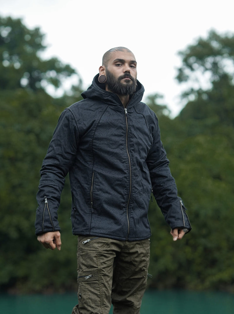 PYTHAGORAS TETRAHEDRON - Men's Printed Heavy Cotton Jacket with Fleece Lining