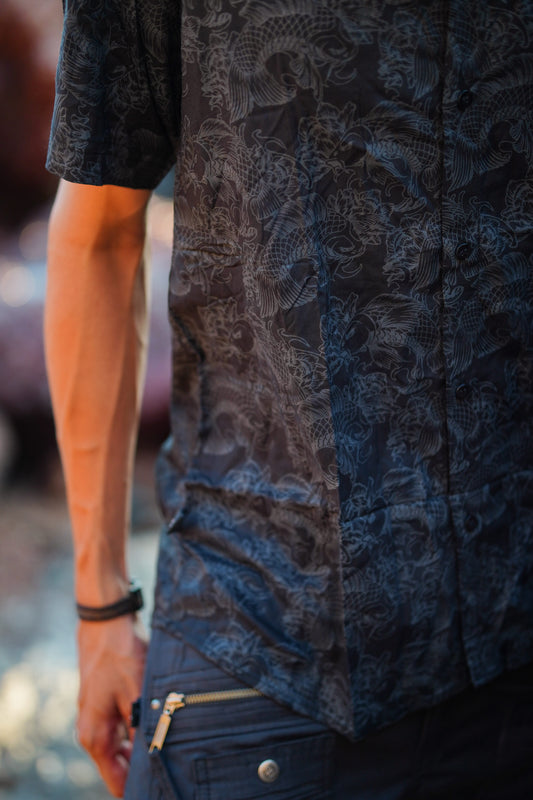 ROYALE GAMMA - Men's Short Sleeve Shirts | Oriental Japanese Art Print Shirts