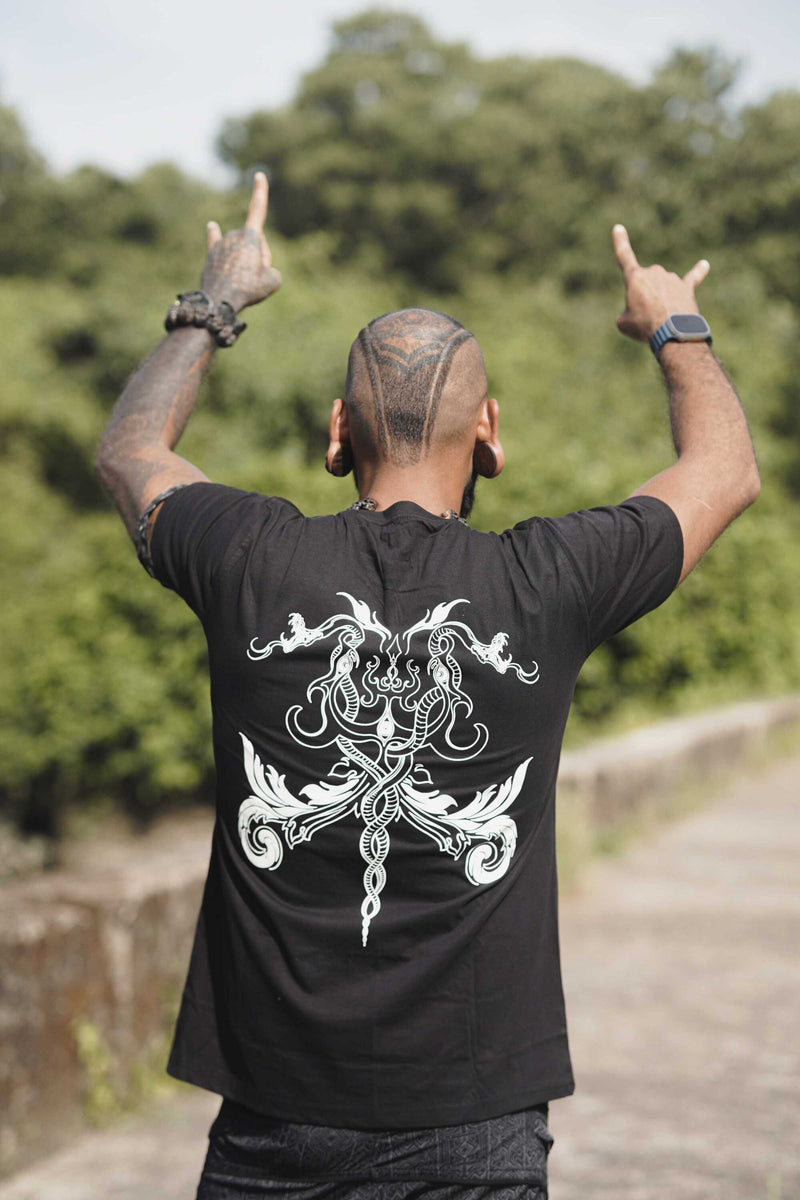 SACRED TRISHUL | Black Men's Psychedelic T-shirts UV Glow