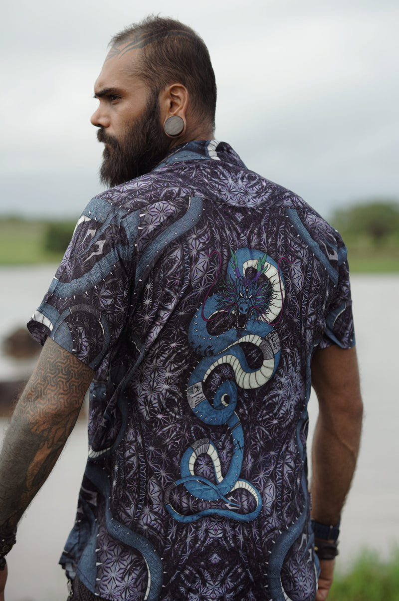 SHEN RON | Men's Bamboo Shirts | Fractal Dragon Pattern Shirt