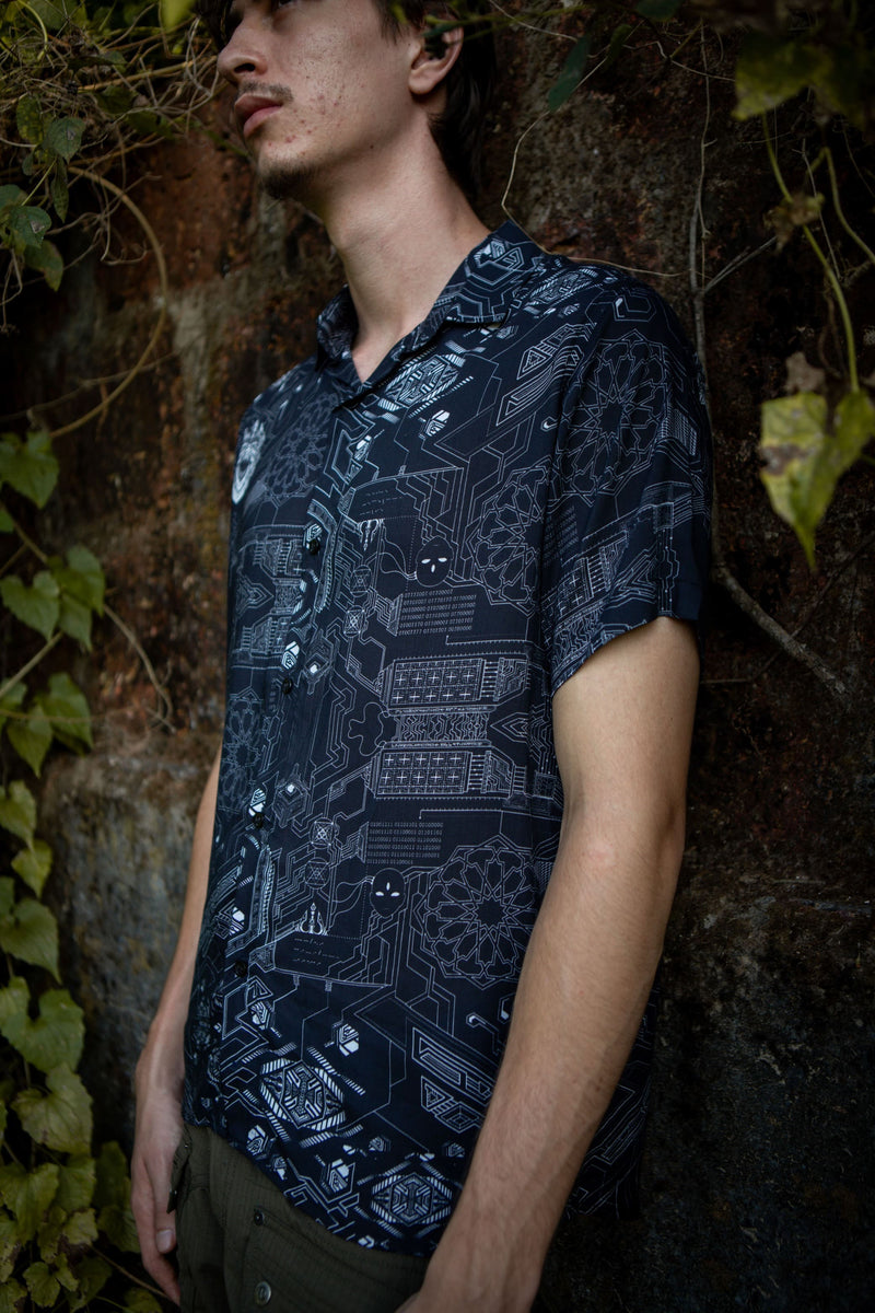 SOURCE CODE | Men's Bamboo Shirts | Futuristic Cyberpunk HUD Print Shirt