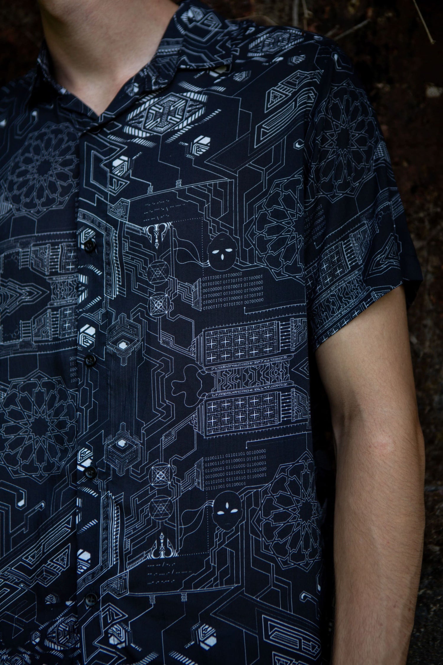 SOURCE CODE | Men's Bamboo Shirts | Futuristic Cyberpunk HUD Print Shirt