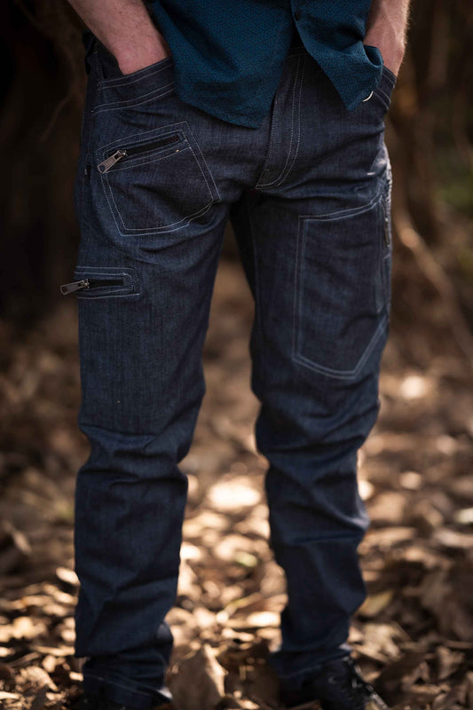 Urban Slick Denim Pants Multi-Pocket Cargo Jeans for Men