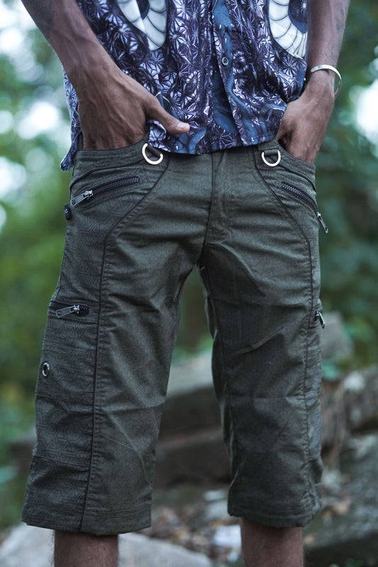 Pythagoras Abstract - Green NY Men's Cargo Short | Geometric Print Multiple Pocket Short