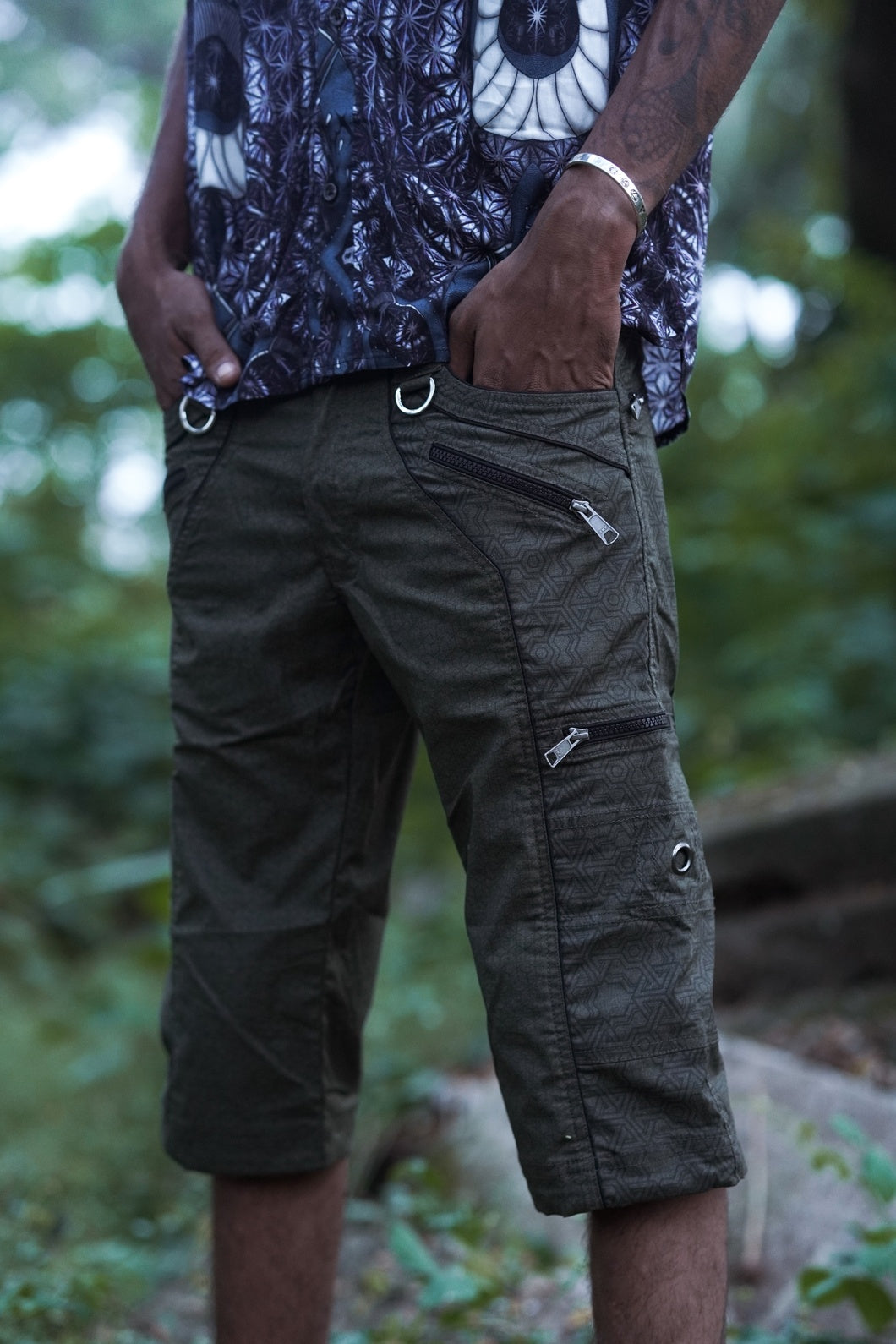 Pythagoras Abstract - Green NY Men's Cargo Short | Geometric Print Multiple Pocket Short