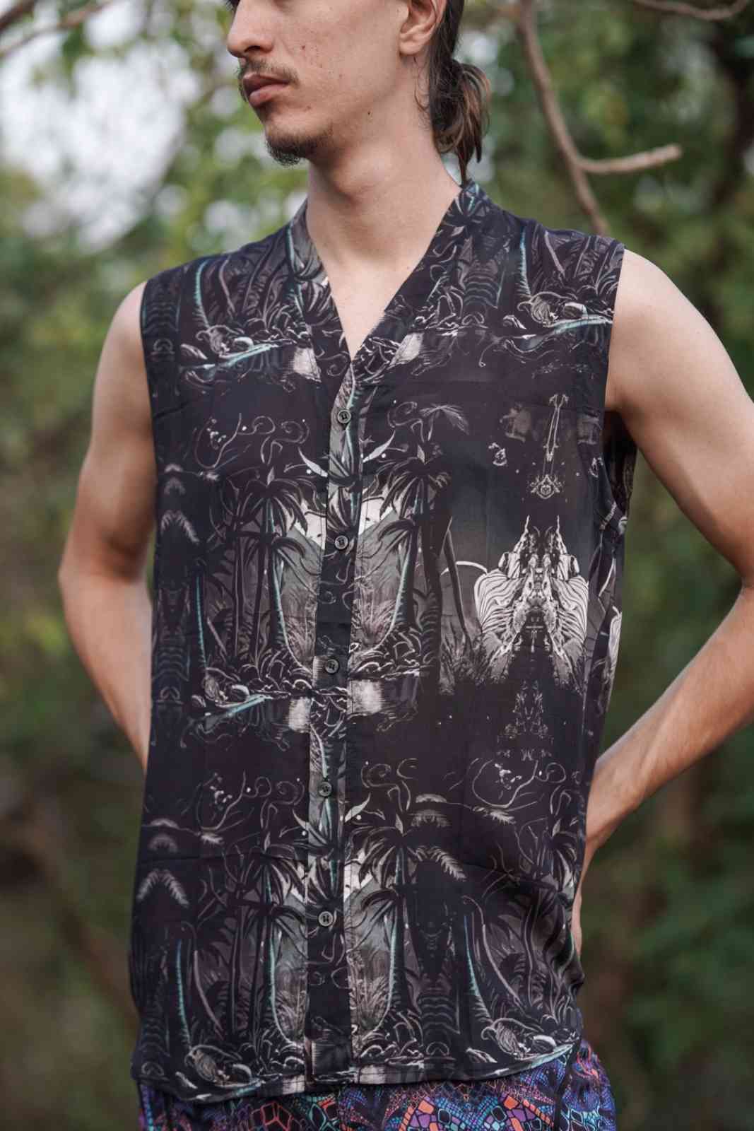 METACORE Gothic Sleeveless Art Wear Bamboo Shirt Button-Down