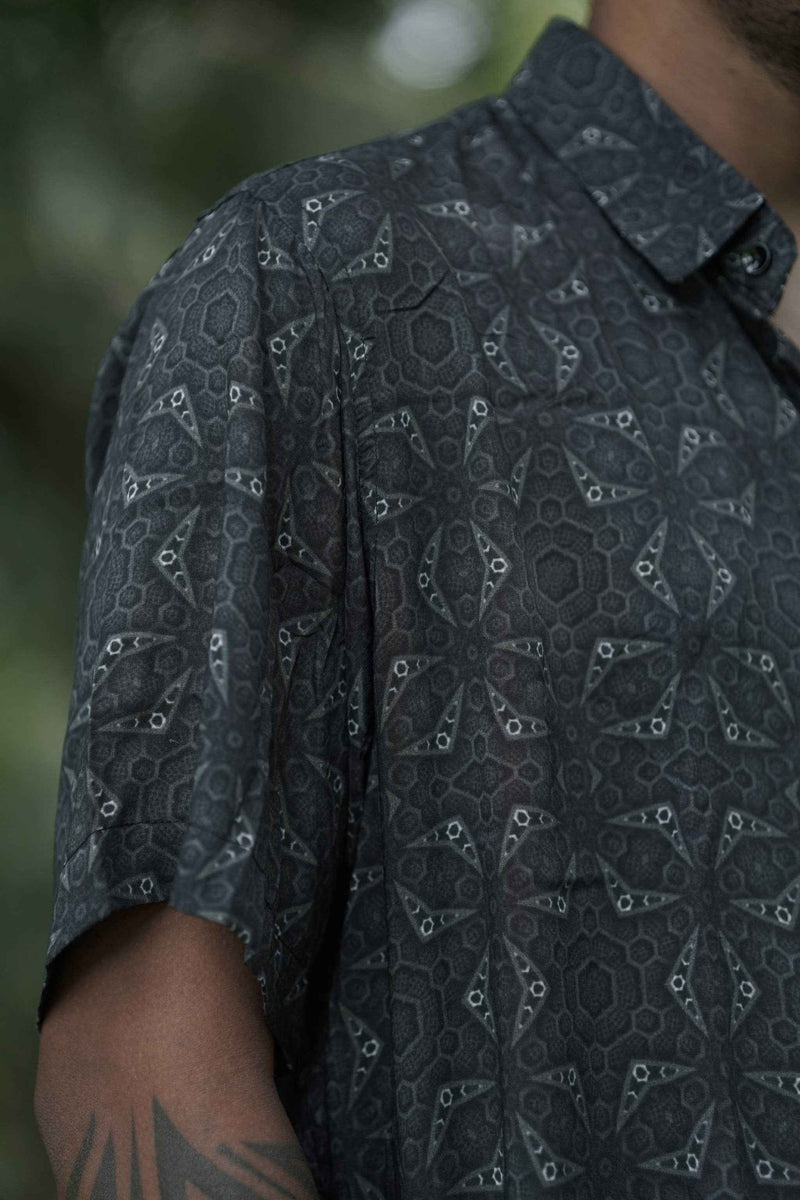 VOID | Bamboo Men's Short Sleeve Shirts | Psytrance Party Button-Up Shirt