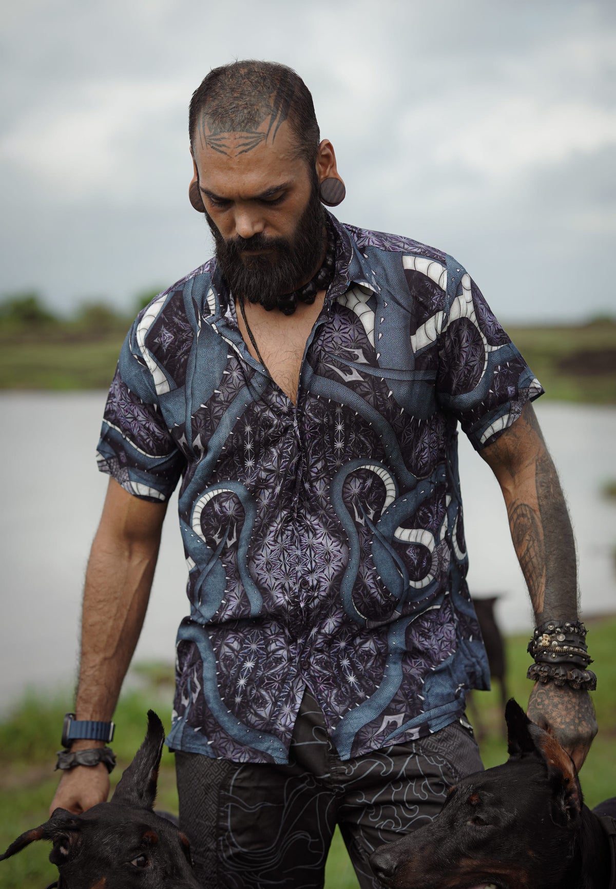 SHEN RON men's bamboo fiber button down shirt front view