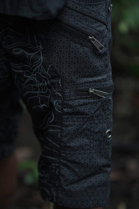 XINGLIN FLORET v2 | Men's NY Shorts Navy Blue | Steampunk Biker Cargo Shorts