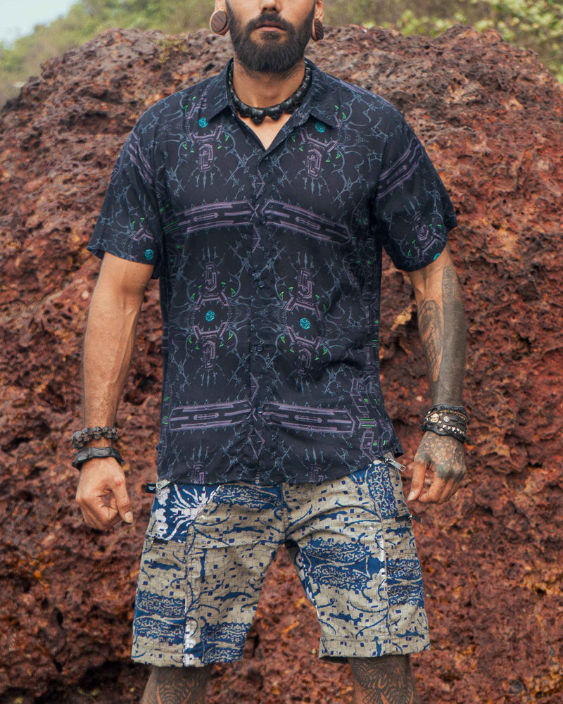 XENOMORPH | Men's Bamboo Shirts |Cyber Punk Style Print Shirt