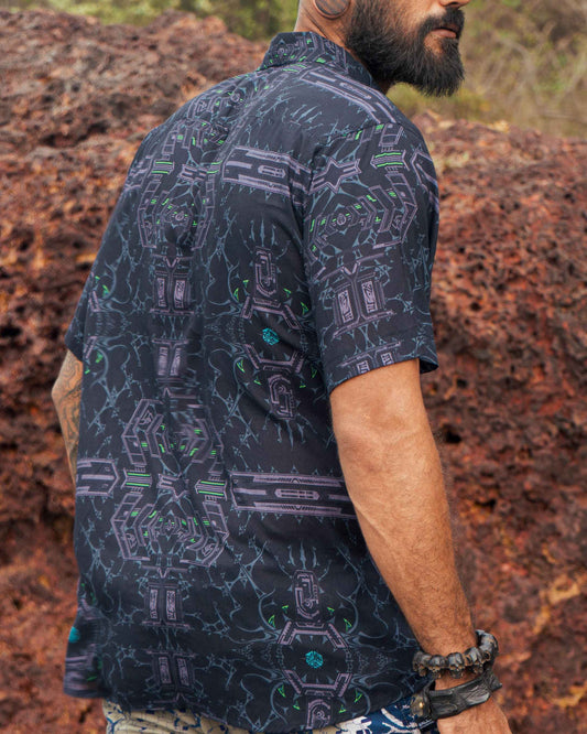 XENOMORPH | Men's Bamboo Shirts |Cyber Punk Style Print Shirt