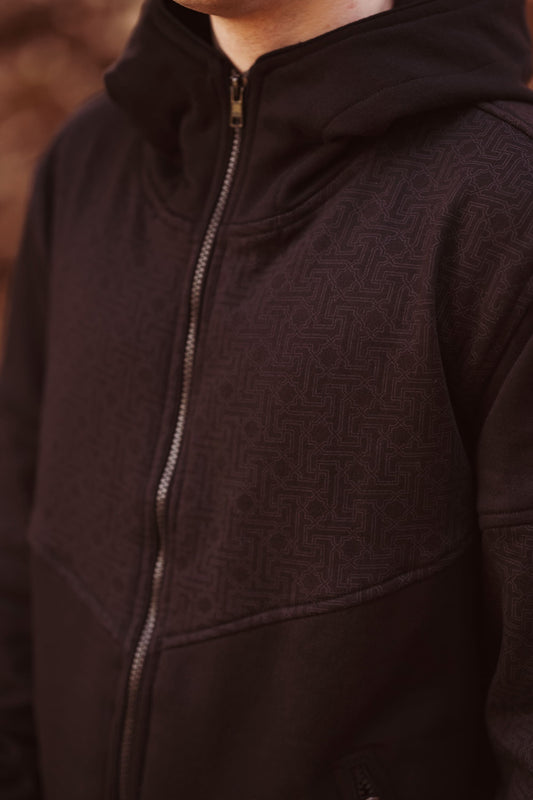 YANTRA- Sacred Geometry Print Black Cotton Fleece Hoodie