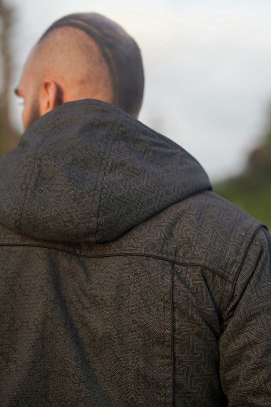 YANTRA TETRAHEDRON - Men's Printed Heavy Cotton Jacket with Fleece Lining