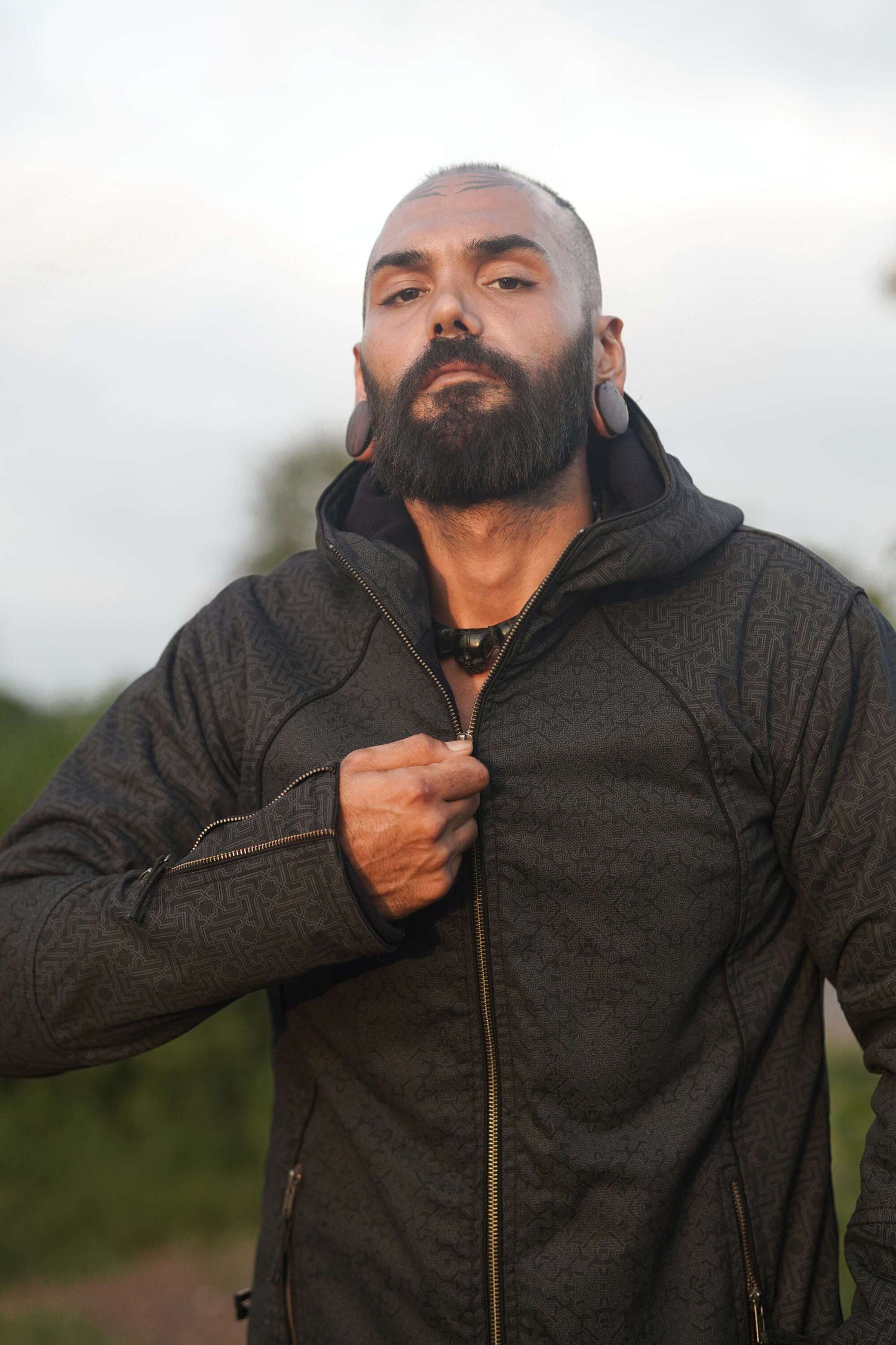 YANTRA TETRAHEDRON - Men's Printed Heavy Cotton Jacket with Fleece Lining