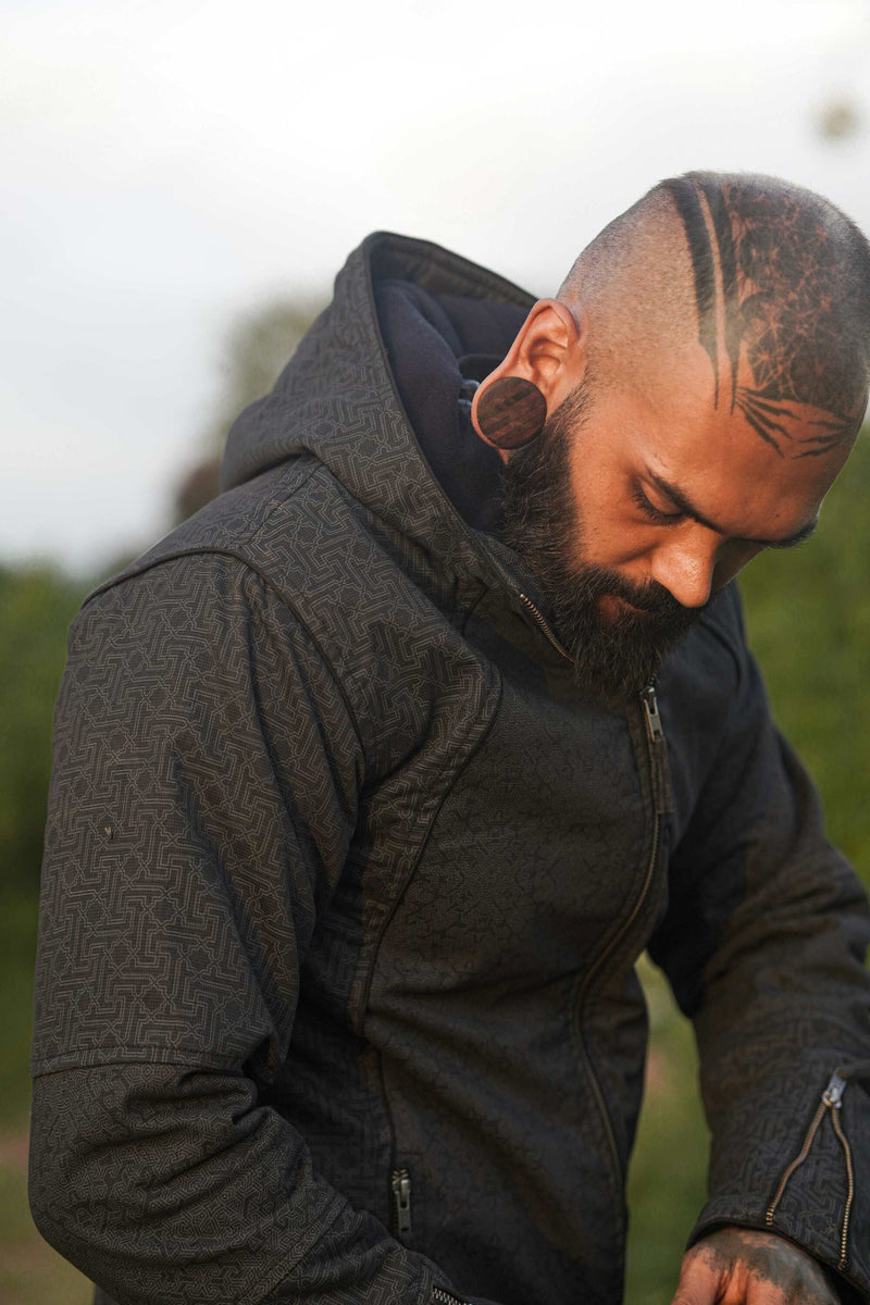 YANTRA TETRAHEDRON - Men's Printed Heavy Cotton Jacket with Fleece Lining