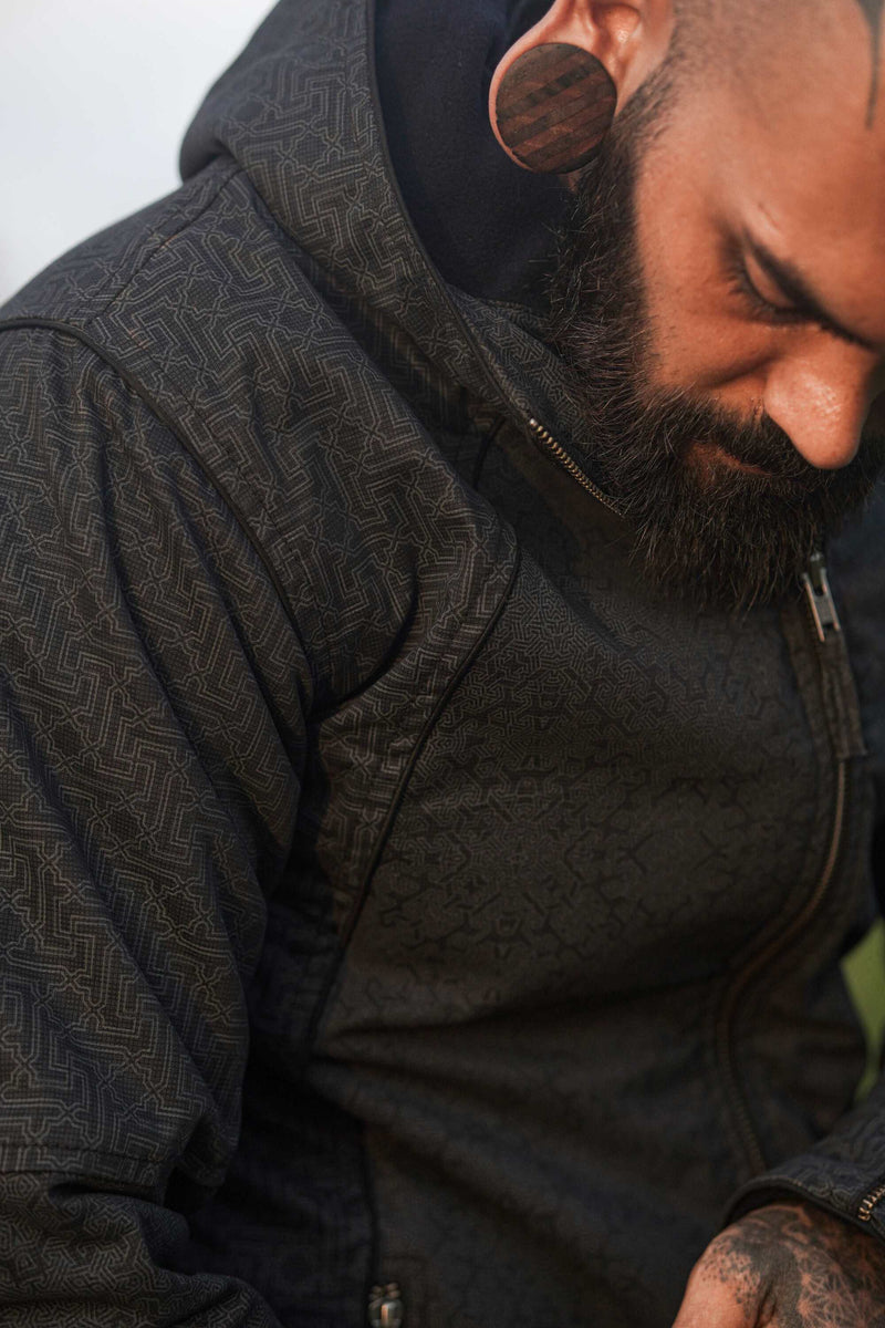 YANTRA TETRAHEDRON - Men's Printed Heavy Cotton Jacket with Fleece Lining