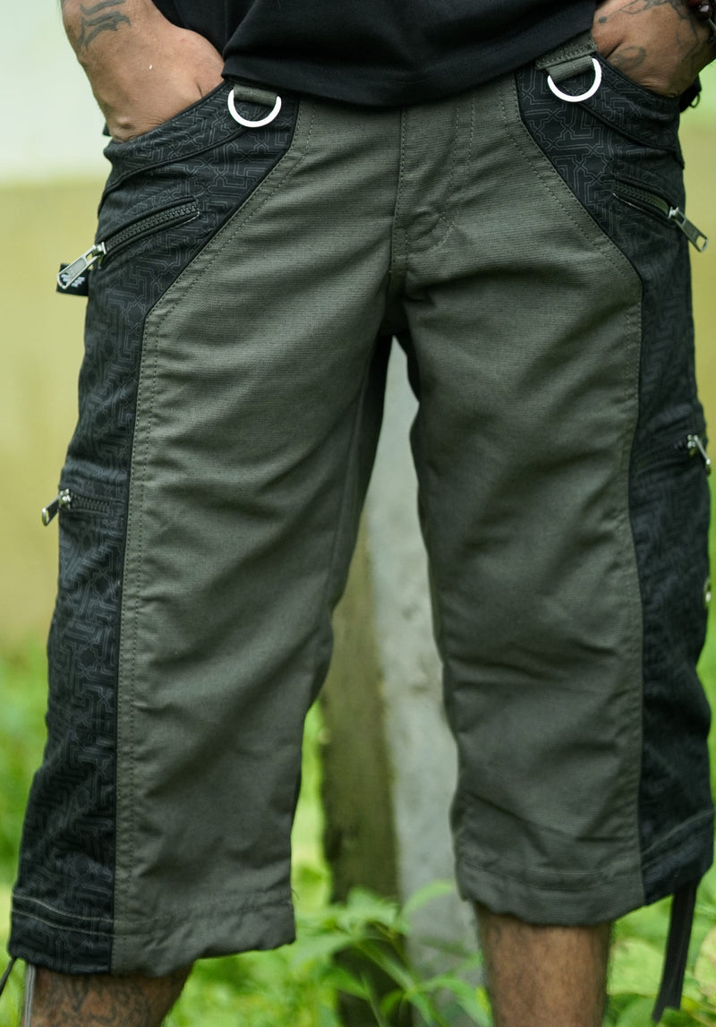 Yantra Khaki | Psychedelic NY 3/4 Shorts for Men