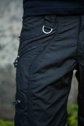 Black Mini Checks NY 3/4 Cargo Shorts | Post-Apocalyptic Steampunk Shorts