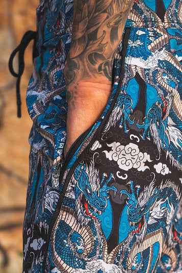 Dragons of Eden - Men's Board Shorts with Japanese Ryu Dragon Print