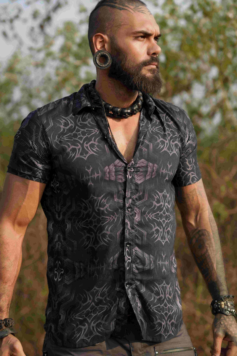 PIRATES OF CHAPORA| Men's Bamboo Shirts | Gothic Skull Print Shirt