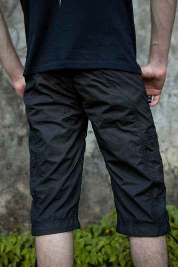 Black Mini Checks NY 3/4 Cargo Shorts | Post-Apocalyptic Steampunk Shorts