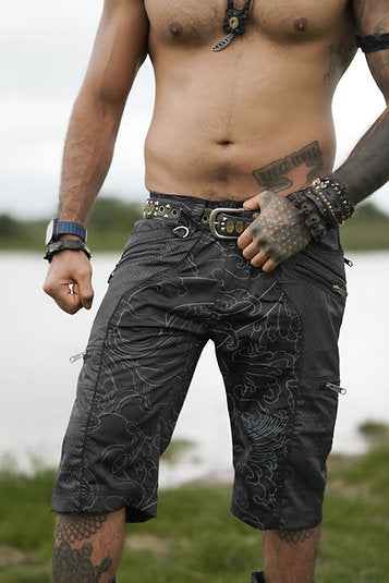 SHIPIBO XINGLING - Men's 3/4 NY Shorts in Dark Grey Color