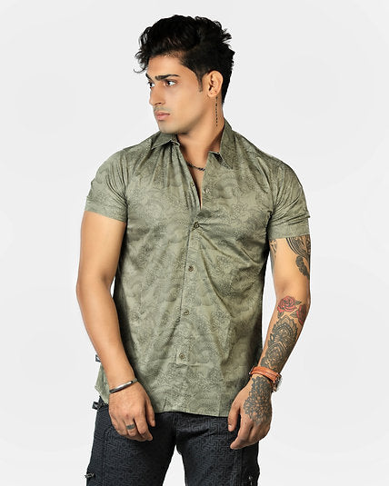 ROYALE GAMMA - Men's Short Sleeve Shirts | Oriental Japanese Art Print Shirts