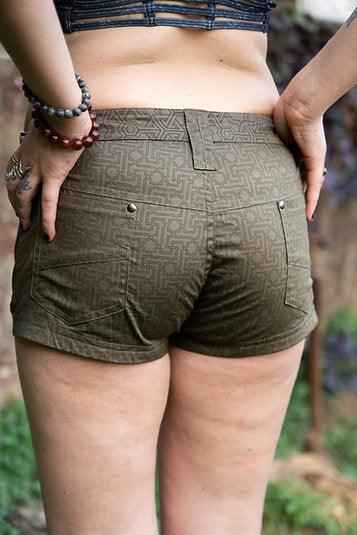 YANTRA | Women's Beige Khaki NY Shorts | Hot Pants with Sacred Geometry Print
