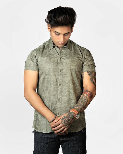 ROYALE GAMMA - Men's Short Sleeve Shirts | Oriental Japanese Art Print Shirts
