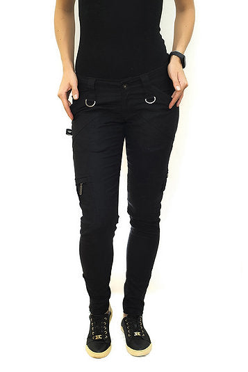 THE SPRING PANTS | Black Slim Fit Cargo Style Pants for Women
