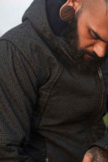 YANTRA TETRAHEDRON - Men's Printed Heavy Cotton Jacket with Fleece Lining