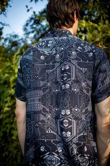 SOURCE CODE | Men's Bamboo Shirts | Futuristic Cyberpunk HUD Print Shirt