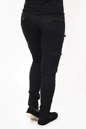 THE SPRING PANTS | Black Slim Fit Cargo Style Pants for Women