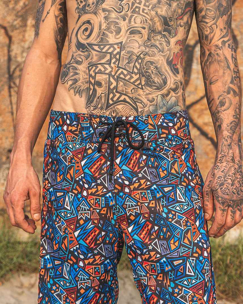 Tangent Dream - Men's Abstract Print Board Shorts