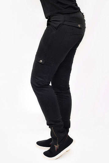 THE SPRING PANTS | Black Slim Fit Cargo Style Pants for Women