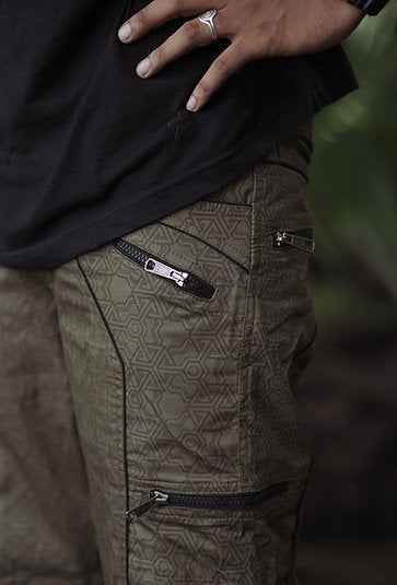 PYTHAGORAS YANTRA | Men's NY Shorts | Printed Festival Cargo Shorts Khaki Color