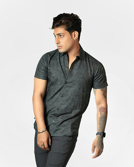 ROYALE GAMMA - Men's Short Sleeve Shirts | Oriental Japanese Art Print Shirts