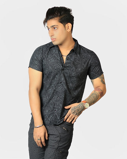YING YANG - Men's Partywear Short Sleeve Shirt | Printed Clubwear Shirts for Men