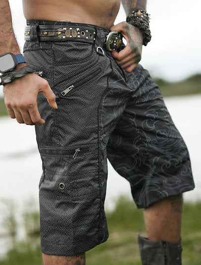 SHIPIBO XINGLING - Men's 3/4 NY Shorts in Dark Grey Color