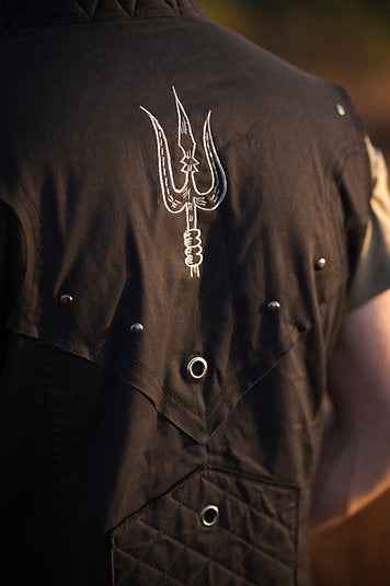 CELESTIAL TRISHUL - Men's Sleeveless Vest Jacket with Back Patch