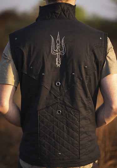 CELESTIAL TRISHUL - Men's Sleeveless Vest Jacket with Back Patch